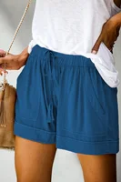 Summer Women's Shorts 12 Colors Loose Lace-up Elastic Waist Loose 4 Large Pockets Street Fashion Black Hot Shorts Pants 1