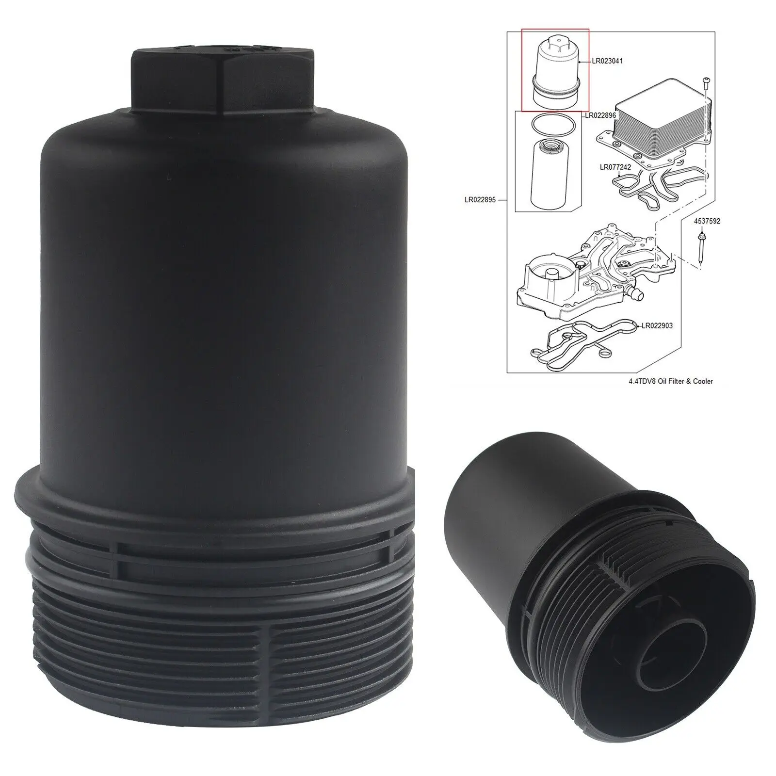 

Engine Oil Filter Housing Cover Cap For LR02304 Land Rover Range Rover Black