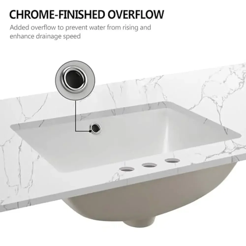 Engineered Stone Bathroom Vanity Top 36" with Undermount Left Side Sink Waterproof Anti-Scratches Easy to Clean 5