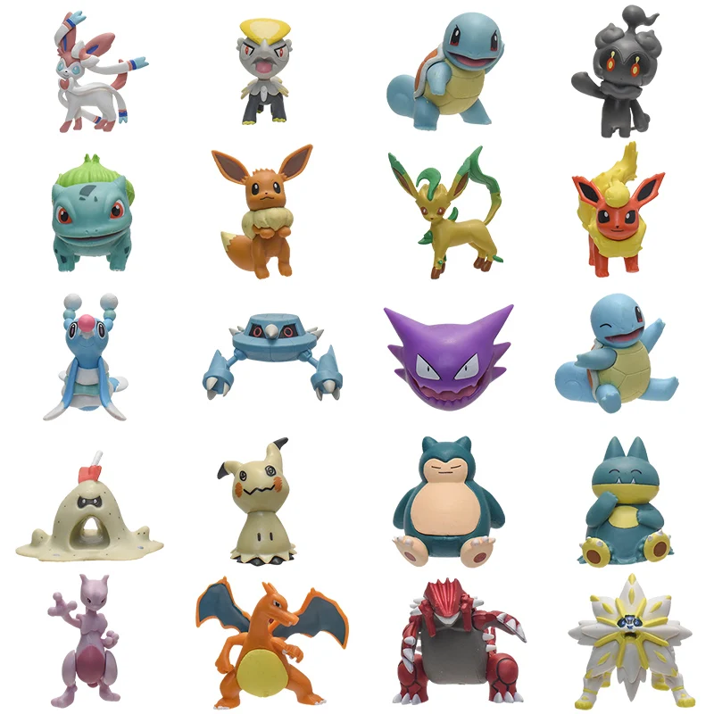 Pokemon figuras tamanho pequeno pvc brinquedo torchic charmander charizard  eevee rockruff victini fennekin mimikyu raikou