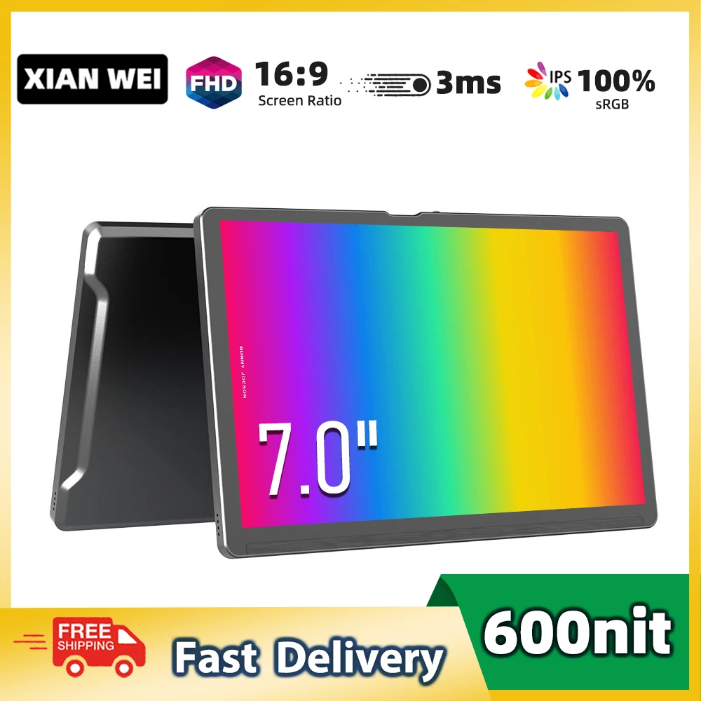 

7 Inch Portable Monitor LCD Display HDMI HDR IPS Panel Mini Mobile Screen For Laptop Xbox PS4 PS5 PC Computer Raspberry Pi 4 3