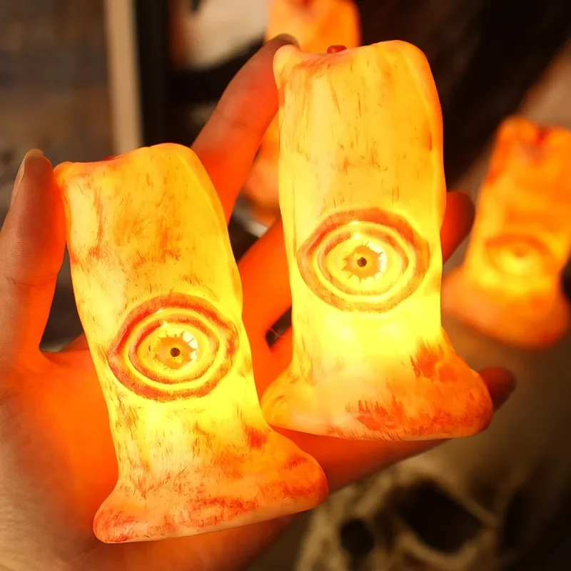 Halloween LED Candle Light Eyeball Flameless Candle Lamp Emitting Color:LED Candle;Body Color:6PCS 3