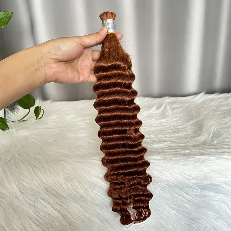 26 Inch #4#P27/30#33 Deep Wave Bulk Human Hair Brazilian Virgin Remy Multiple Color Options for Micro Braids Boho Hairstyles 1