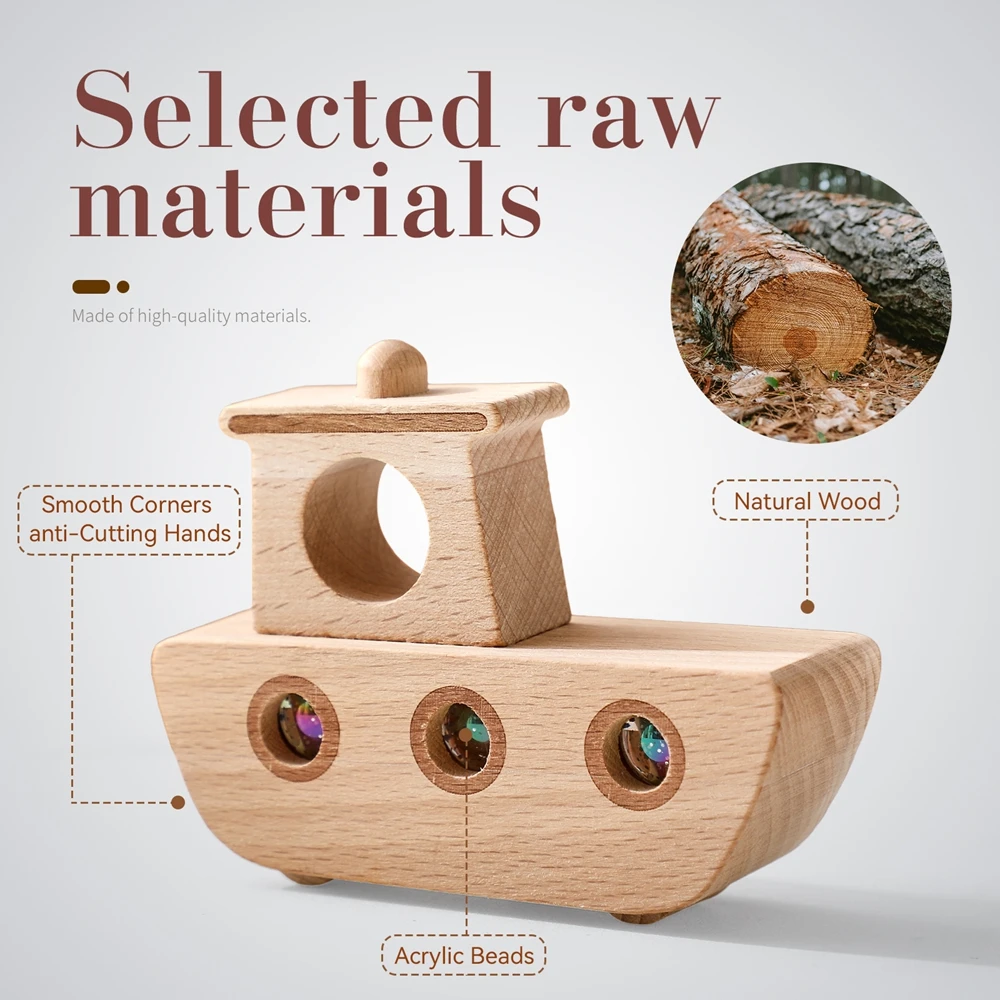 Montessori Baby Ship Toys Educational Games Kids Toddler Wooden Boat Toys For 1 2 Years Creative Montessori Game For Children 3