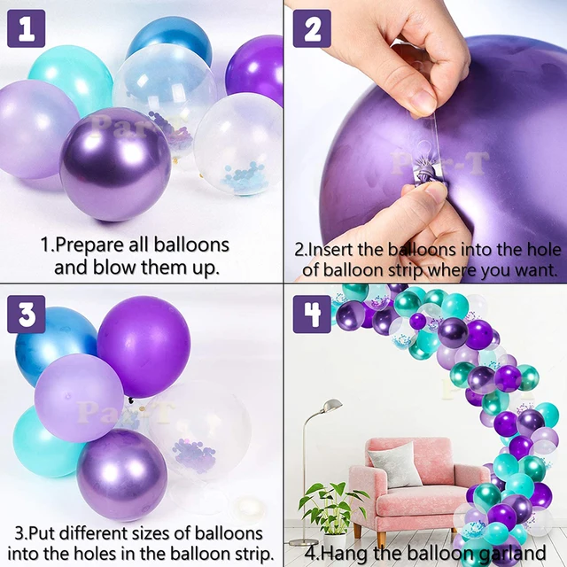 123Pcs Mermaid Balloon Garland Balloons Arch Garland Kit Dot Glitter Indoor Outdoor Frame Decor Birthday Party Supplies for Kids 3