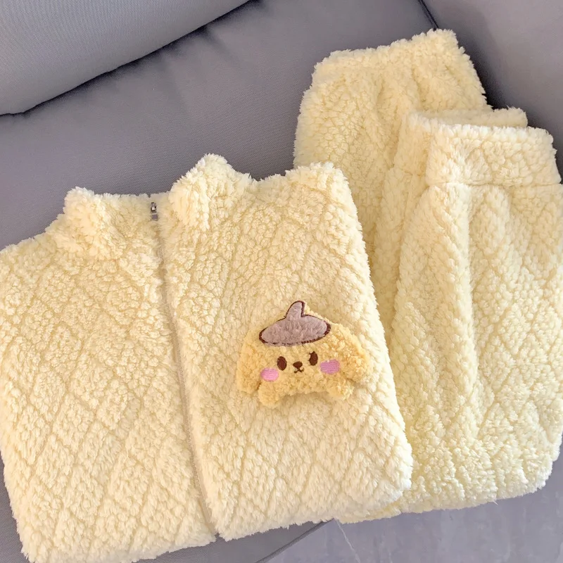 

Пижама Sanrio Kawaii Пом Пурин аниме мультфильм милые модные изысканные мягкие приятные для кожи зимние теплые домашние комплекты одежды