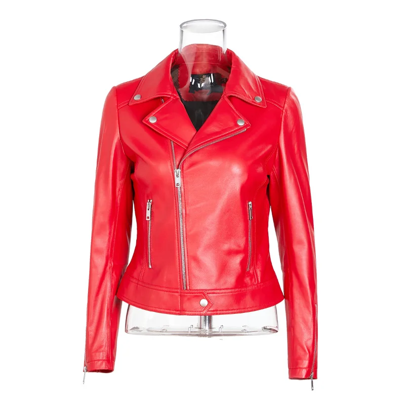 New Leather Jacket Sheepskin Leather Jacket Women's Short Fashion Motorcycle Small Leather Jacket Women's Jacket