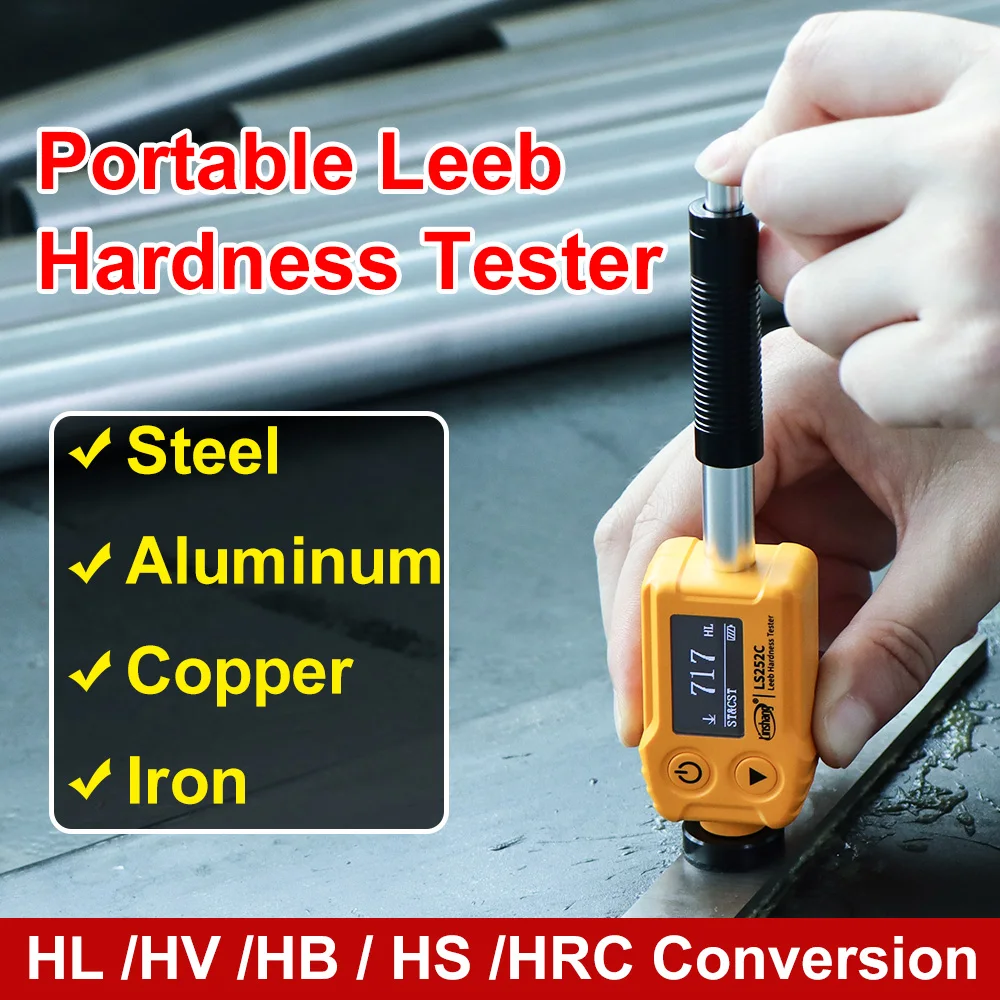 Handheld Leeb Hardness Tester Portable Metal Durometer Digital Hardness Tester High Accuracy Type C for Small Mass LS252C