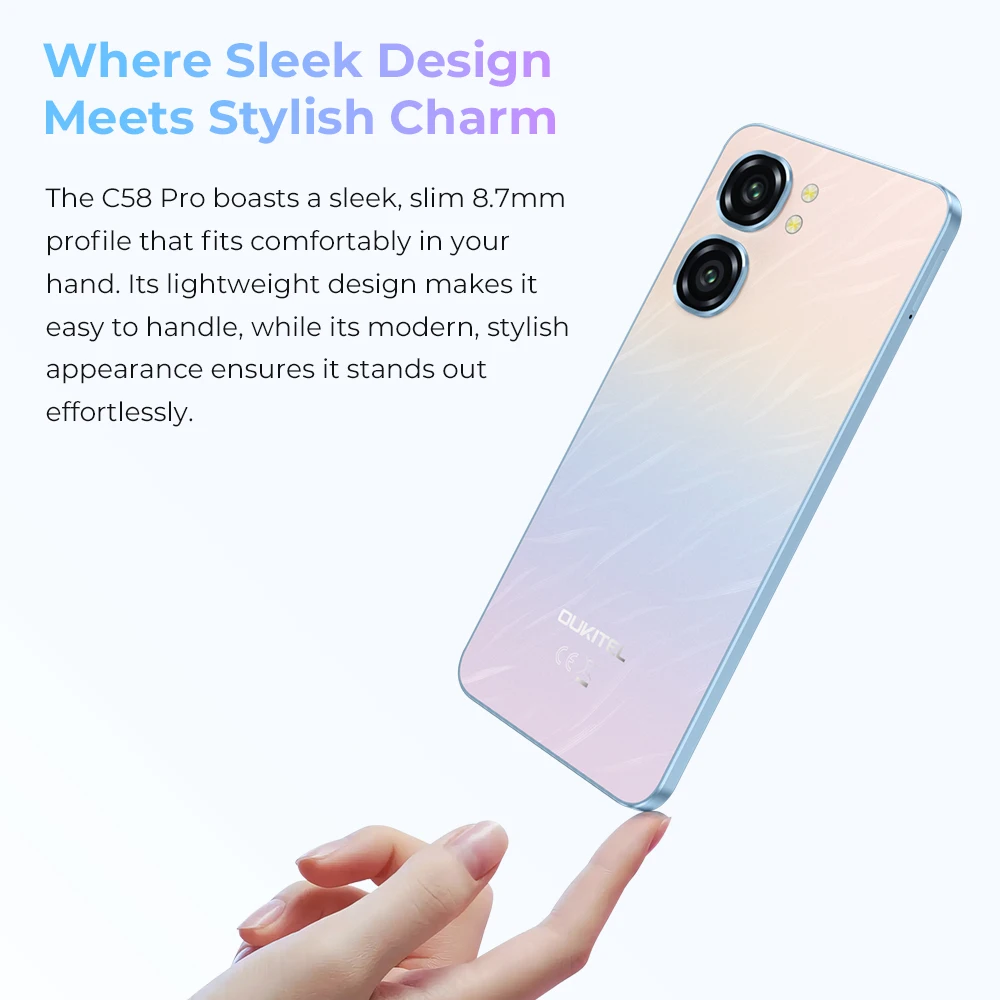 OUKITEL-C58 Proスマートフォン,6.7インチHDスクリーン,50MP