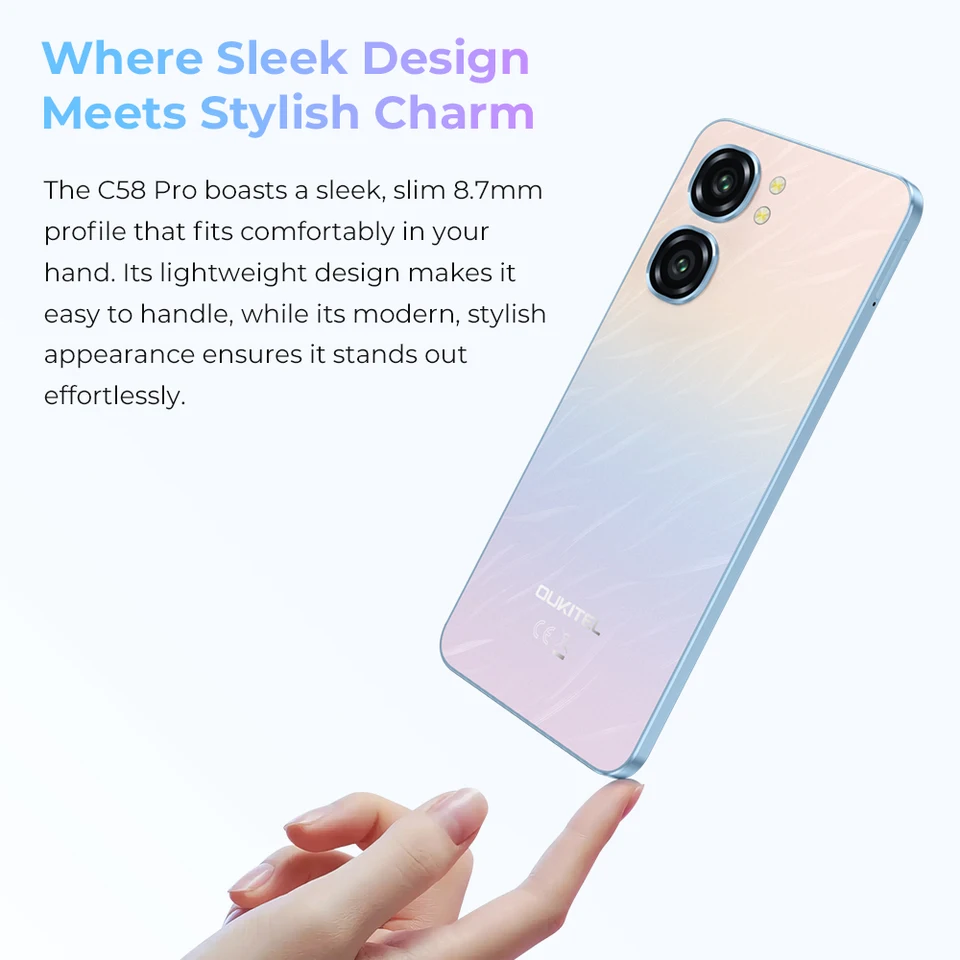 OUKITEL-C58 Proスマートフォン,6.7インチHDスクリーン,50MP