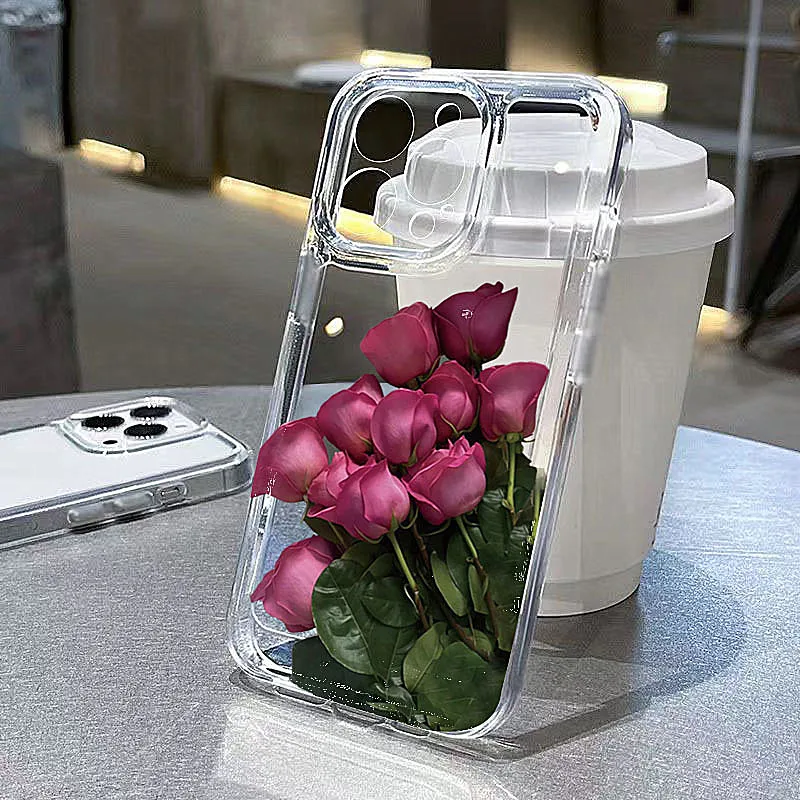 Minimalist Rose Clear Phone Case Cover