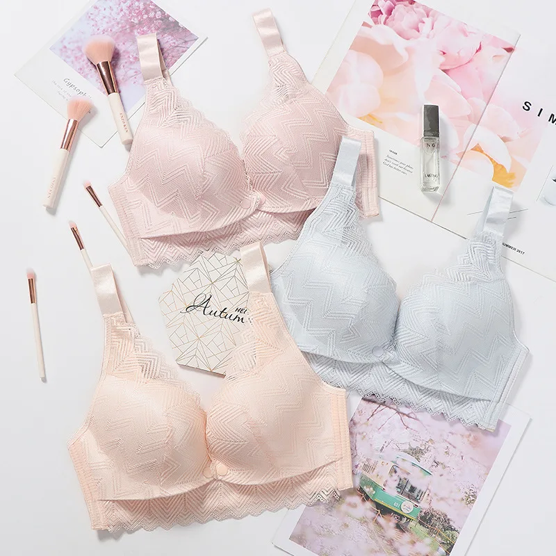 Women Non Steel Ring Gathered Front Open Button Bra Tfeeding Bra Women Lace Pregnant Breastfeeding WomenThinand Anti Sagging Bra 6