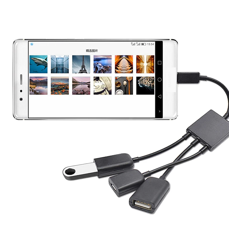 

3 In1 Micro USB OTG Adapter Cable Micro USB Male To USB Female Adapter USB Hub For Smartphone Computer Tablet 3 Port