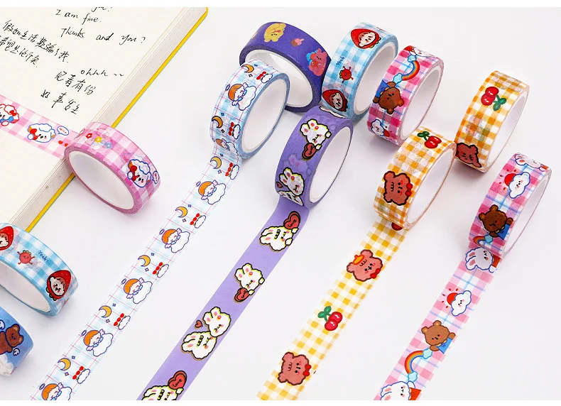 1 Stück 5 m Abdeckband, dekorativ, selbstklebend, für Scrapbooking, Bär, Kaninchen, Album, Schreibwaren, Washi-Tape, Schreibwaren, Aufkleber, Foto, Tagebuch – Detail 18