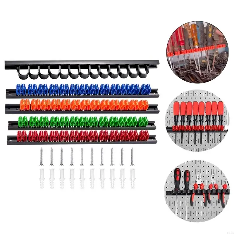 E15A 5Pcs Screwdriver Wrench Organizer Plastic Rail Wrench Hanger Hand Tool Holder for Organization Wall Mount Rack
