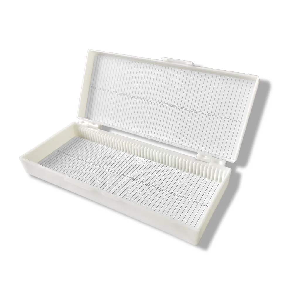 

Plastic Microscope Glass Slide Box 50-Slots Delicate Practical Microscope Slide Case Microscope Plastic Slice Box