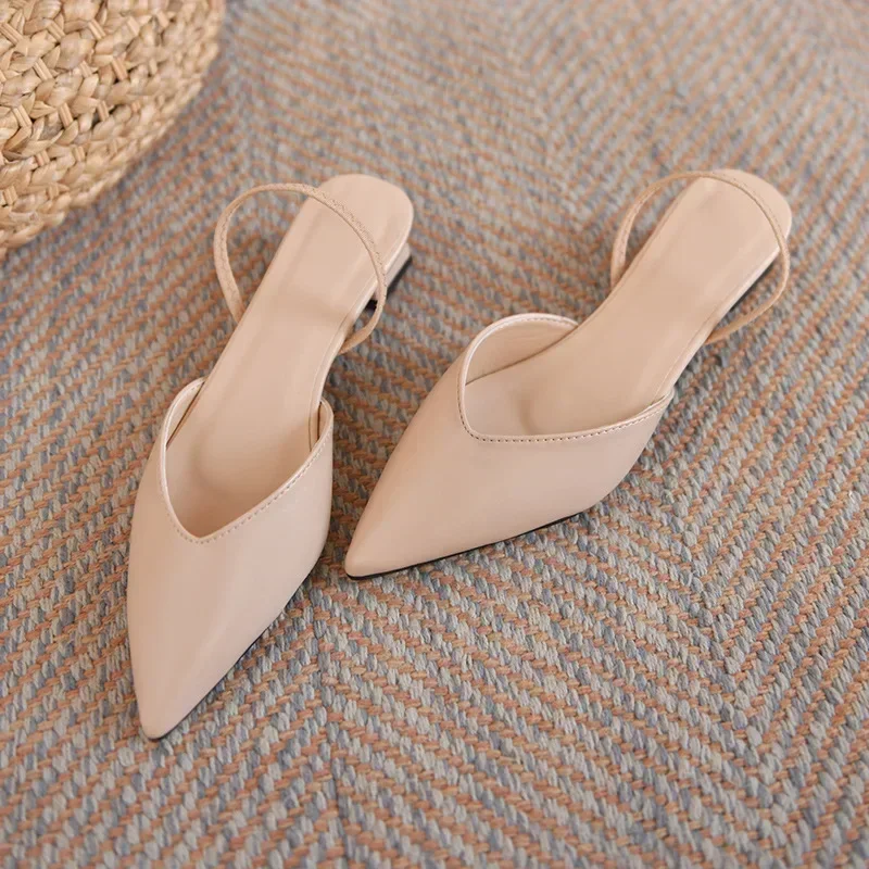 New Fashion Summer Women Pumps Woman Buckle Beige Single Shoes Square Heels Comfortable Dress Party Shoes 4