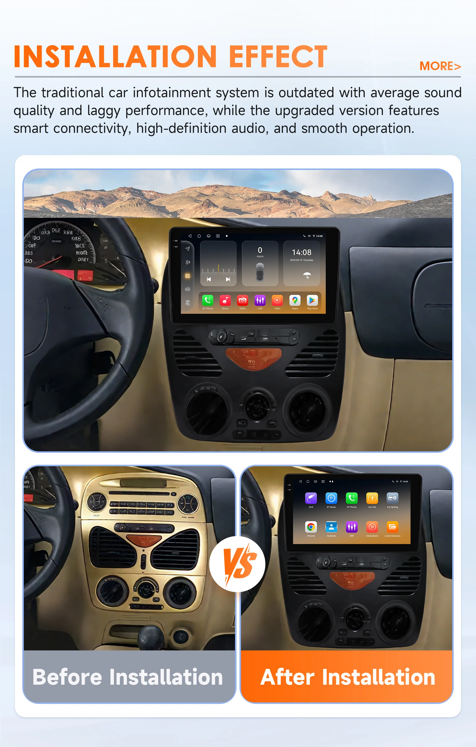 360-Grad-Kamera Android 14 Autoradio für Fiat Siena Palio 1996 - 2004 Auto-Multimedia-Player CarPlay Android Auto Stereo 6115 – Detail 4