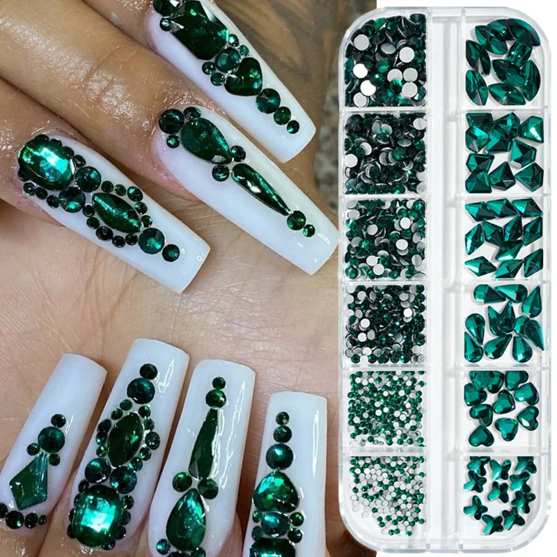 

1 коробка, 3D фотообои, разные размеры, AB, драгоценные камни, красочные красные, зеленые кристаллы, бриллианты, украшения