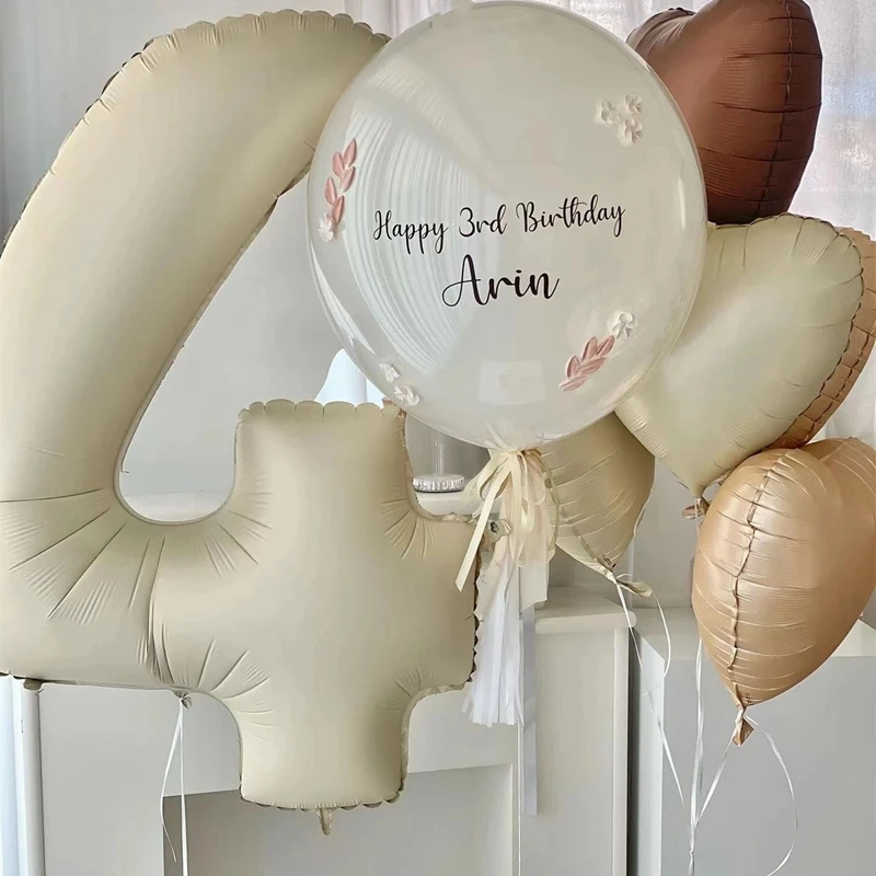 Cream Number Foil Balloons 4