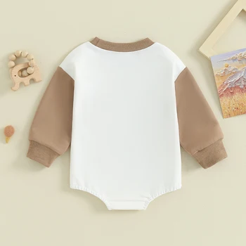 Pudcoco Newborn Baby Boy Sweatshirt Romper Letter Pattern Long Sleeve Jumpsuit for Infant Toddler Fall Outfit 0-18M 5