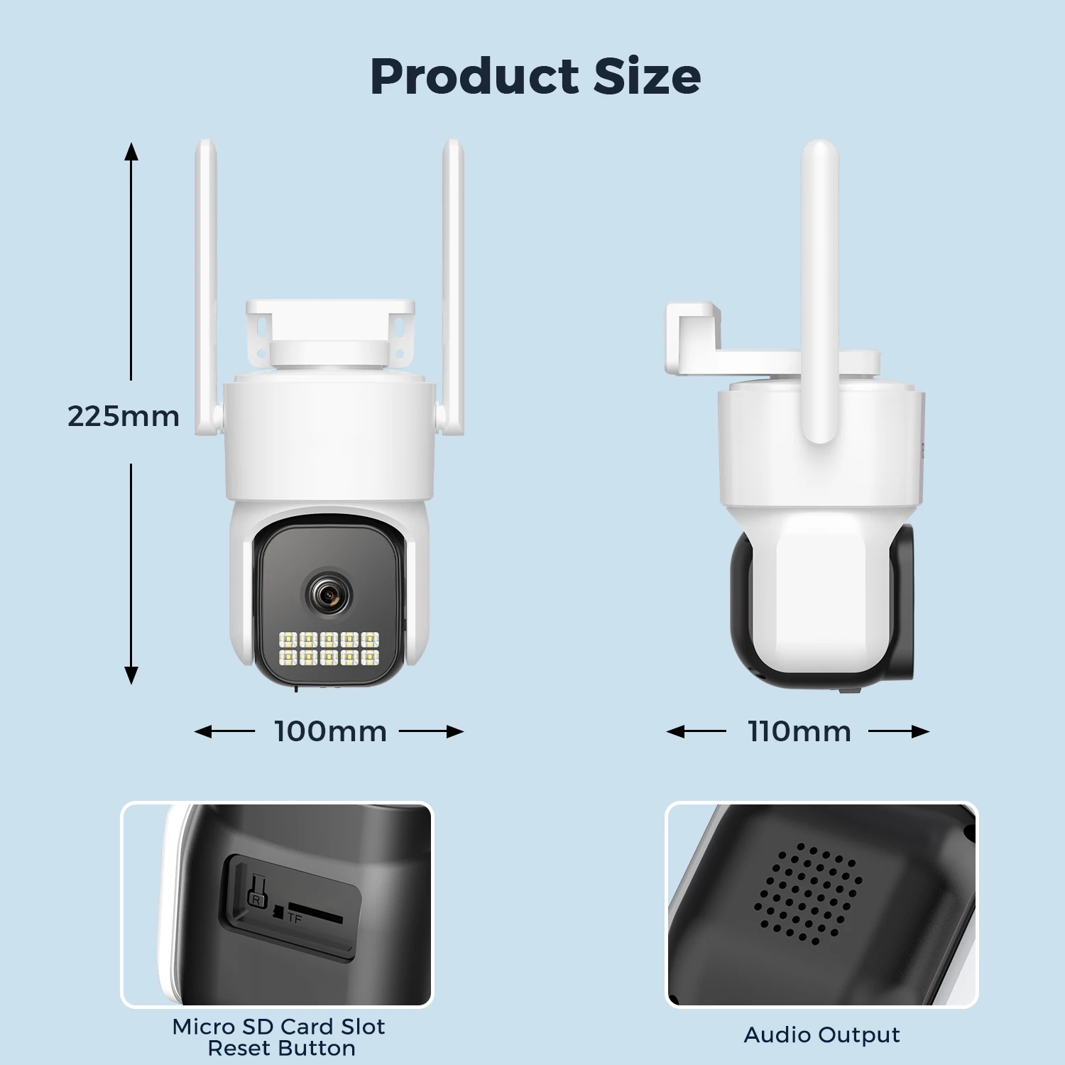 10MP WiFi Camera PTZ Outdoor Dual Len Human Detection 8X Digital Zoom Two-Way Au