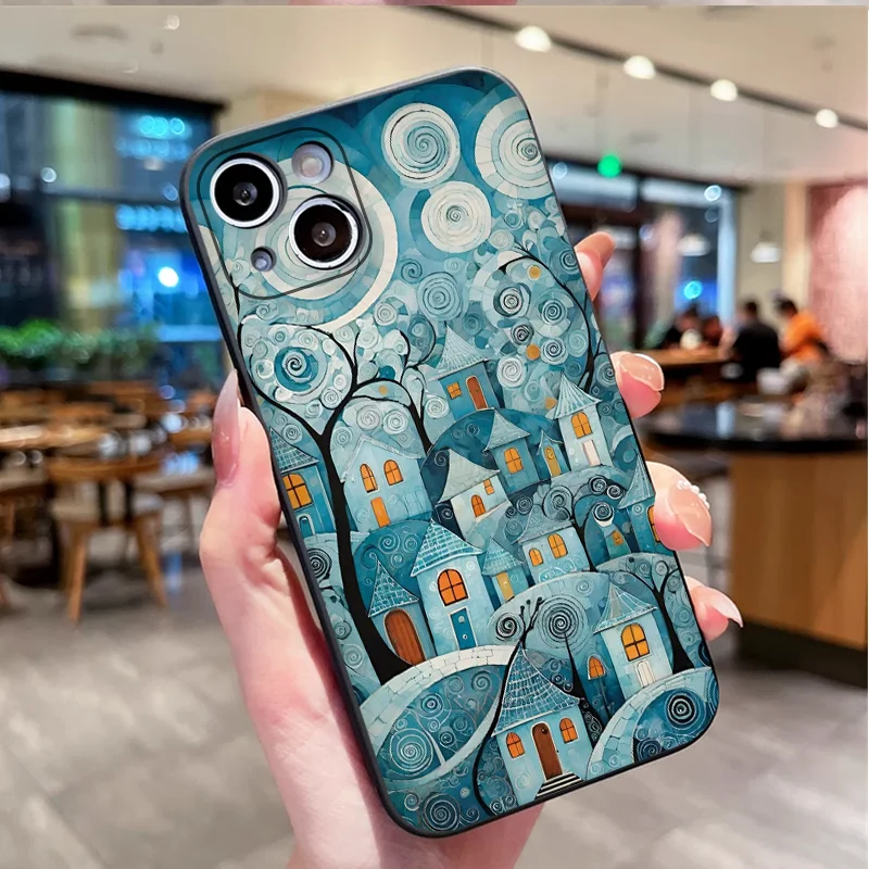 Vintage Art Houses Style Painted Soft Phone Case