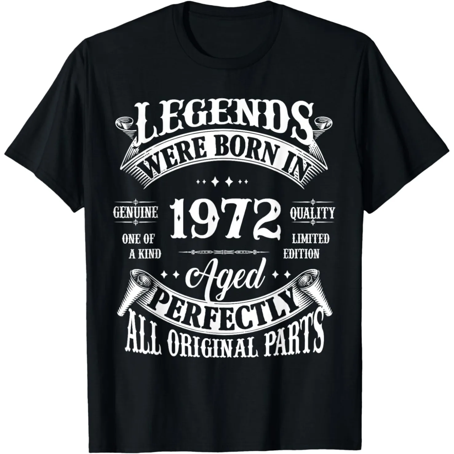 53. Geburtstag Vintage Legends Born 1972 53 Jahre alt T-Shirts Herren Streetwear T-Shirt Kurzarm Unisex Lose Kleidung