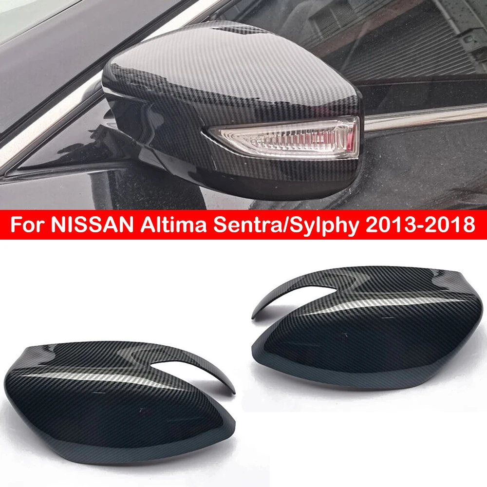 

For NISSAN Altima Sentra/Sylphy 2013-2018 Car Replacement Rearview Side Mirror Cover Wing Cap Exterior Door Case Trim Carbon