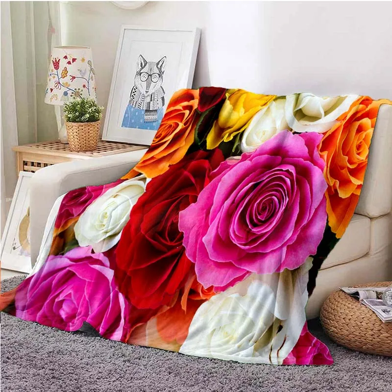 

Throw Blanket Valentine's Day Romantic Flower Blanket for Bed Sofa Couch Super Soft Lightweight King Full Size Red Roses Flannel