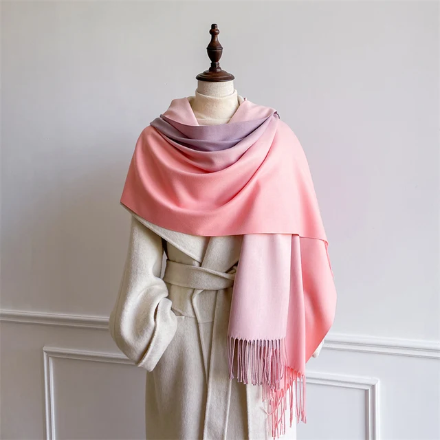 Luxury Winter Cashmere Scarf Women Gradient Handkerchief Warm Pashmina Female Shawl Wrap Soft Pareo Bufanda Winter Hijabs Stole