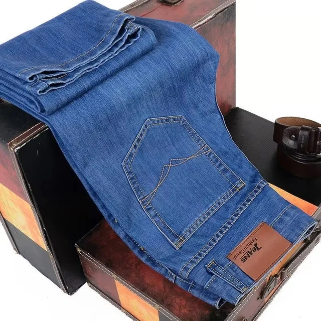2025 NEW Men's Fashion Business Jeans Classic Style Casual Stretch Slim Jean Pants Male Brand Denim Trousers Black Blue 5