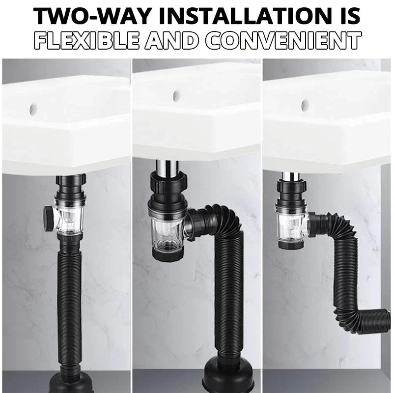 Flip Top Anti-Odor Drain Pipe Set Kitchen Sink Drain Retractable Deodorizing Filter Flexible Downspout Bathroom Anti Clogging 2