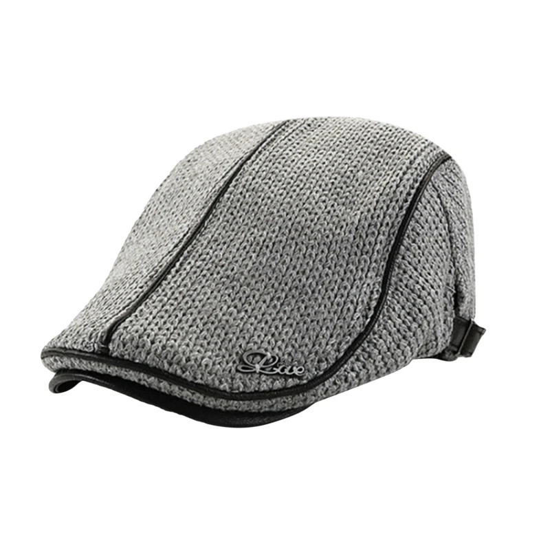 mens hats beret Casual Knitted Berets Men Hat High Quality Knitted Beret Homme Leather Flat Cap Simple All-Match Autumn Winter Vintage Caps beret for guys