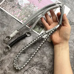 Handmade Adjustable Crossbody Phone Strap & Lanyard Accessory (Grey 120CM)