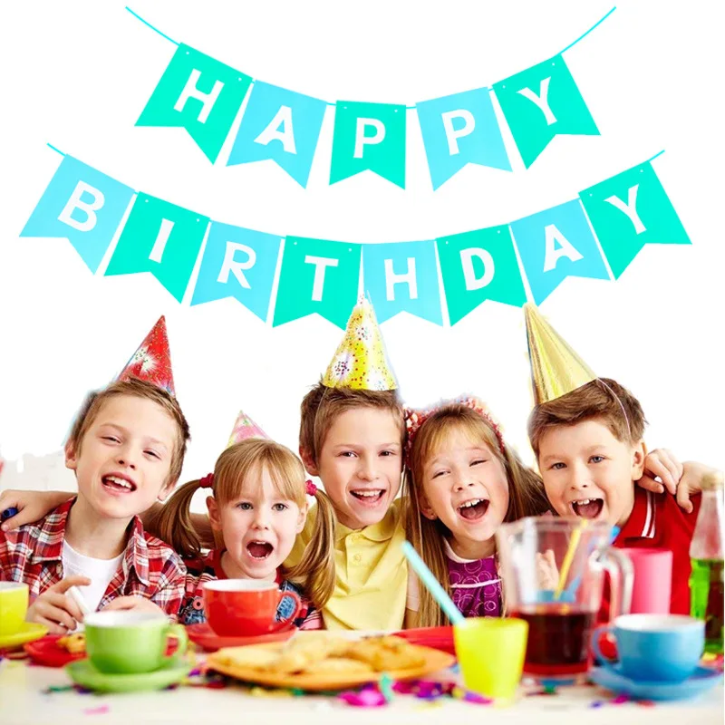 Birthday Banner Party Decorations 1set Happy Birthday Decoration Birthday Party Bunting Garland Baby Shower Supplies Paper Banner