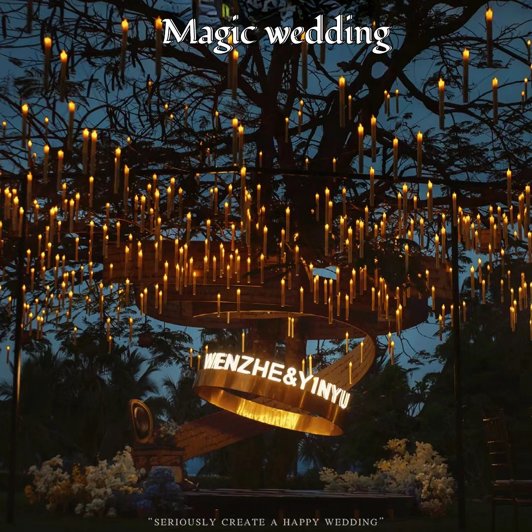 12-60PCS Magic Wand Floating Candles Led Flameless Candle for Wedding Birthday Valentine Decor Hanging Electric Window Candle