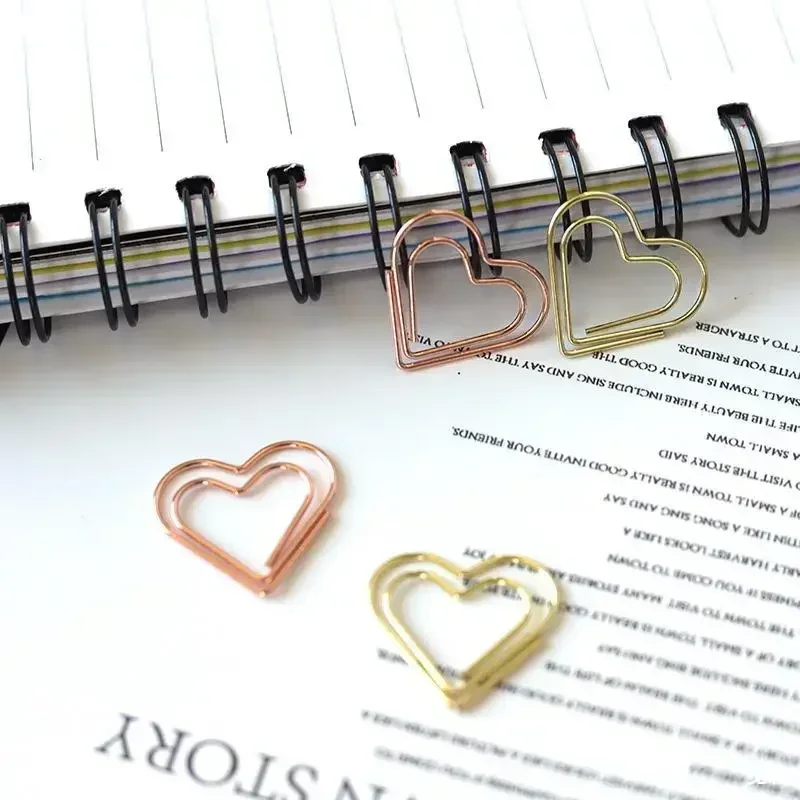 Hearts Metal Clips 50Pcs/pack Mini Papers Binder Clip Bookmark Book Binding Notebook Decor Stationery School Binding Supplies