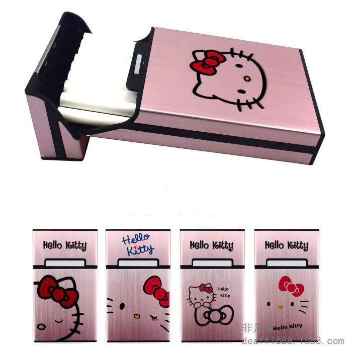 

Kawaii Sanrio Hello Kitty Smoke Box Sliding Lid Metal Cigarette Case Hide Cigarette Artifact Cigarette Accessories Holiday Gift