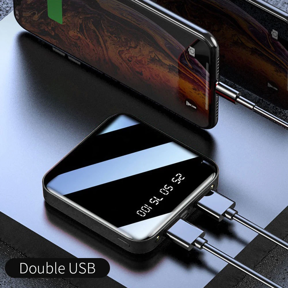 미러 모바일 18650 배터리 케이스 DIY 무용접 모바일 전원 공급 장치 키트 타입-C+마이크로 듀얼 USB 고속 충전 듀얼 LED 손전등