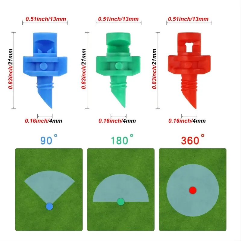 80Pcs 90/180/360 Degree Misting Sprinkler Adjustable Control Valve Switch Greenhouse Fruit Tree Plant Watering System irrigation sprinklers