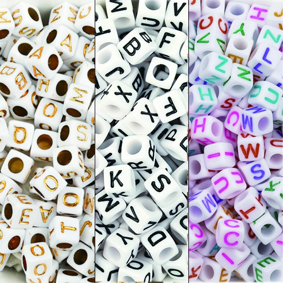 

100pcs Square A-Z Letter Beads Gold Color Acrylic Spacer Alphabet Bead For Jewelry Making Diy Bracelet Necklace Charm Supplies