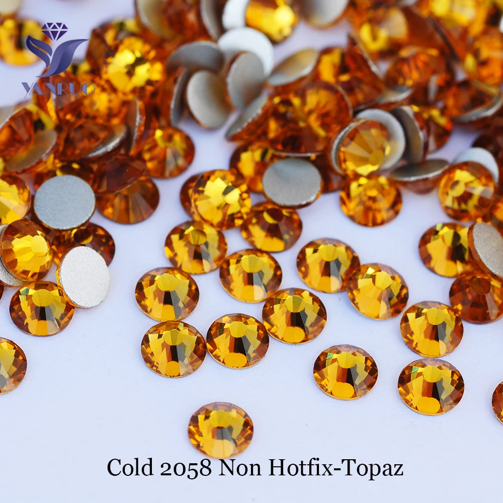 YANRUO 2058NoHF SS3-SS34 토파즈 비핫픽스 봉제 크리스탈 장식 네일 아트 라인스톤 체조 드레스 레오타드 DIY