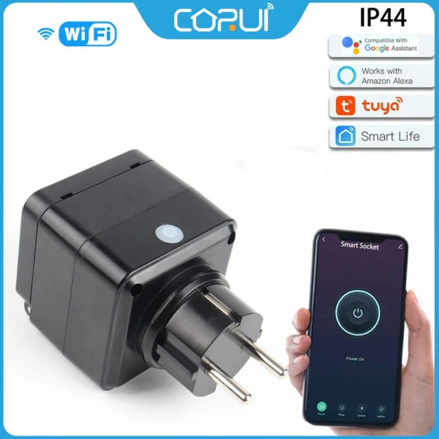 CORUI Tuya WIFI Smart EU Plug 16A Outdoor Waterproof Smart Socket With  Power Monitor Alexa Google Home Smart Life App Control - AliExpress