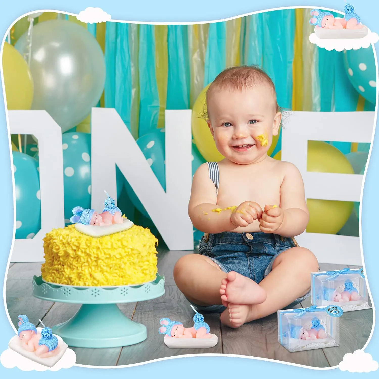 6 Stück Kerze Blau Geburtstagskerze Junge Alles Gute zum Geburtstag Kuchen Topper für Kuchen Topper Geburtstag Jahrestag Party Supplies – Detail 8