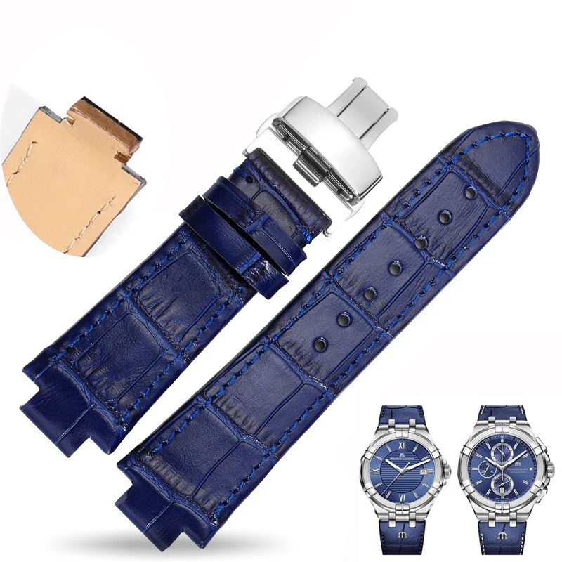 Fuyijia Interfaccia Convessa Cinturini In Pelle Bovina M-Auricel-Acroix Aikon Cinturino Sostitutivo Fibbia A Farfalla 23Mm Cintura In Vera Pelle