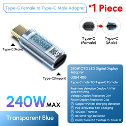 USB - C to Lightning 35W Fast Charging Adapter with Digital Display (240W Type C Blue)