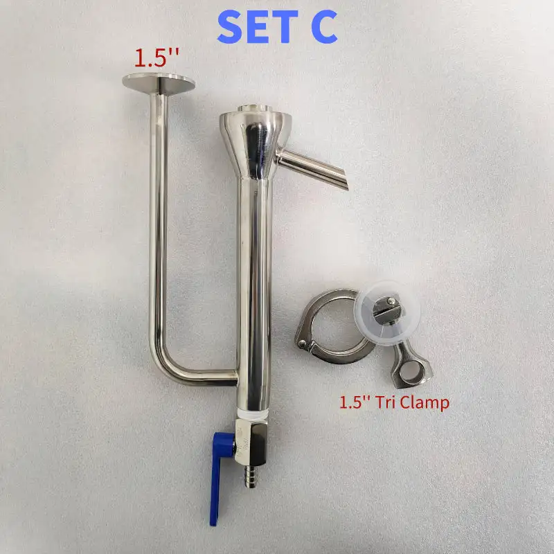 Hooloo Parrot Beak Spirits Outlet with Tri Clamp 304 Stainless Steel Food Grade Polishing with Air Balance Port for Distillers