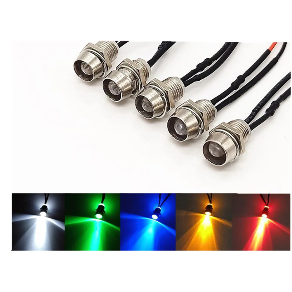 20pcs 12V LED 표시 등 경고등 흰색 따뜻한 흰색 빨간색 녹색 파란색 노란색 자동차 부품 LED 표시 등