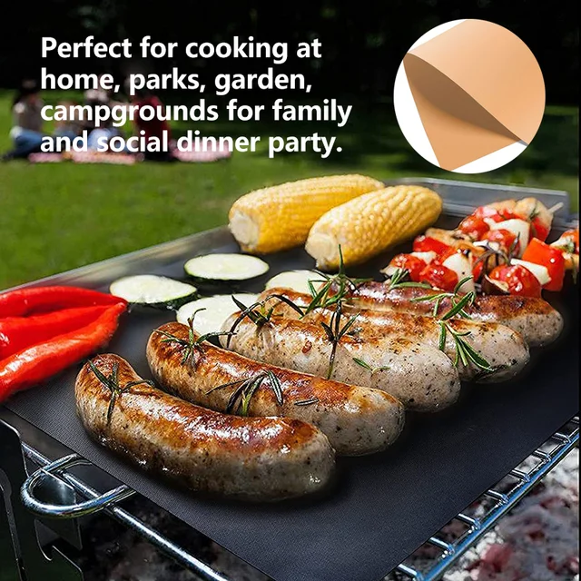 Újrahasznosítható Nem Tapadó Bbq Tartozékok Grill Szőnyeg Barbecue Kültéri Sütőpárnák Főzési Grillező Lap Hő Ellenállás Konyhai Szerszámok - Image 3